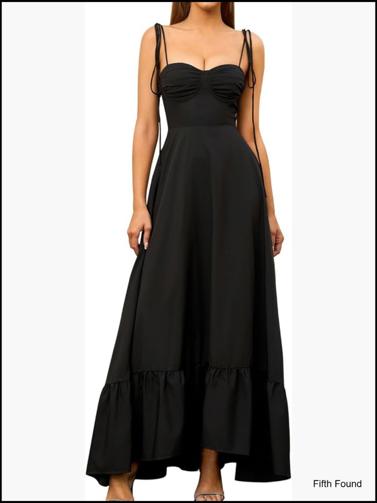 Spaghetti Strap Sweetheart Neckline Maxi Dress Smocked Back A-Line